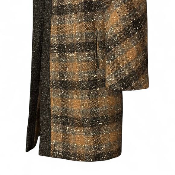 Vintage 50s 60s Brevity Original Wool Plaid Coat Fits XL/1X Dark Tweed Swing Fit - Picture 6 of 9